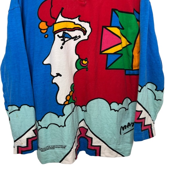 VTG 1987 Peter Max Neo Max New Atlantis / Playing Clouds Long Sleeve Shirt Small - Picture 5 of 16